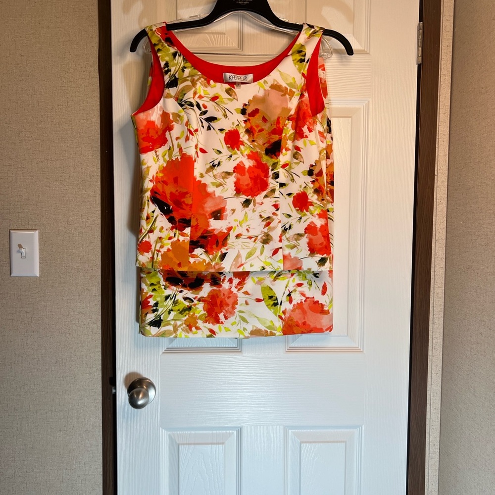 Kasper Red and Orange Floral scuba 2 pieces size 8